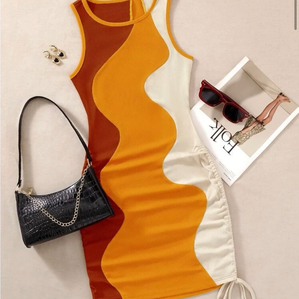 Red/orange/white bodycon  mini dress